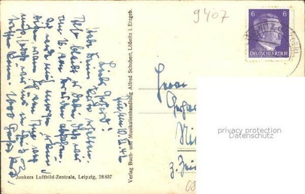 Loessnitz Erzgebirge Stadtmitte Kirche Fliegeraufnahme Junkers Luftbild Nr. 2885 – Bild 2