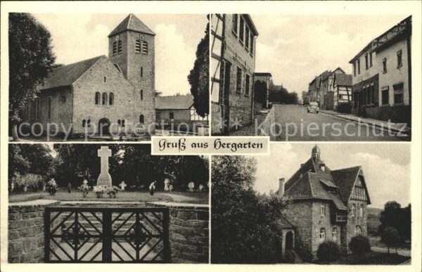 Hergarten Kirche Strassenpartie Denkmal Gedenkstaette