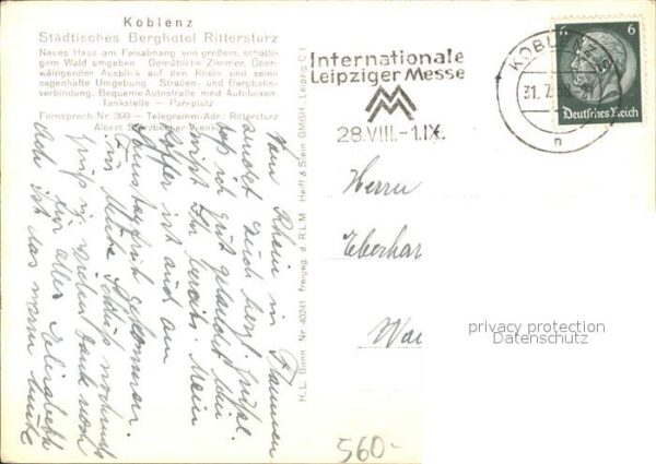 Koblenz Rhein Berghotel Rittersturz Fliegeraufnahme – Bild 2