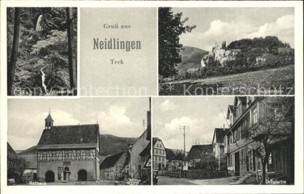 Neidlingen Esslingen Rathaus Ortspartie Wasserfall Burgruine Reussenstein