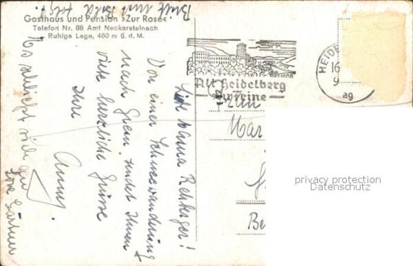 Grein Neckarsteinach Ortsansicht Gasthaus Pension Zur Rose – Bild 2