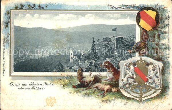 Baden-Baden Altes Schloss Wappen Hund Auerhahn