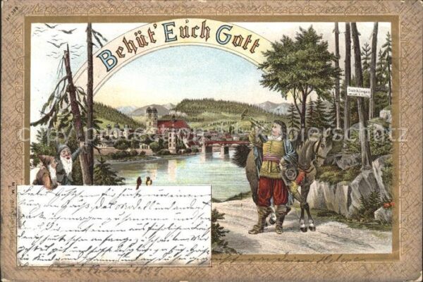 Bad Saeckingen Reiter mit Trompete am Rhein