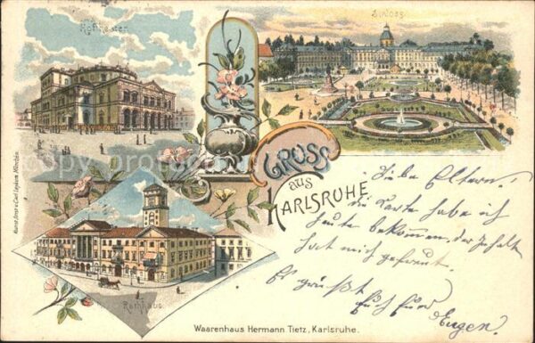 Karlsruhe Baden Schloss Rathaus Hoftheater