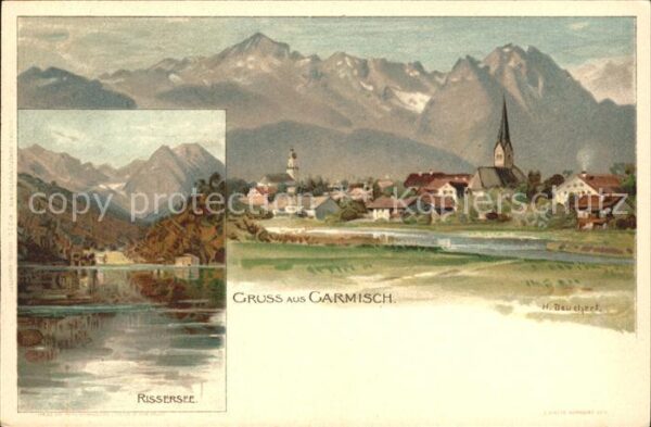 Garmisch-Partenkirchen Kuenstlerkarte H. Rissersee Deuchert