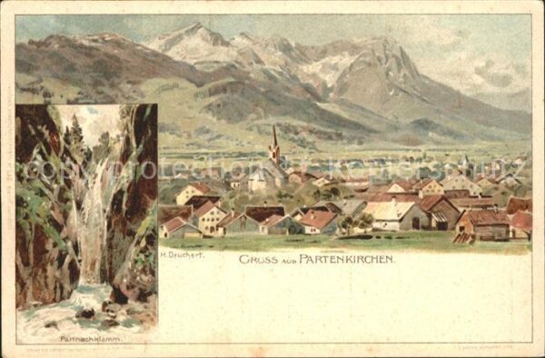 Partenkirchen Kuenstlerkarte H. Deuchert Partnachklamm