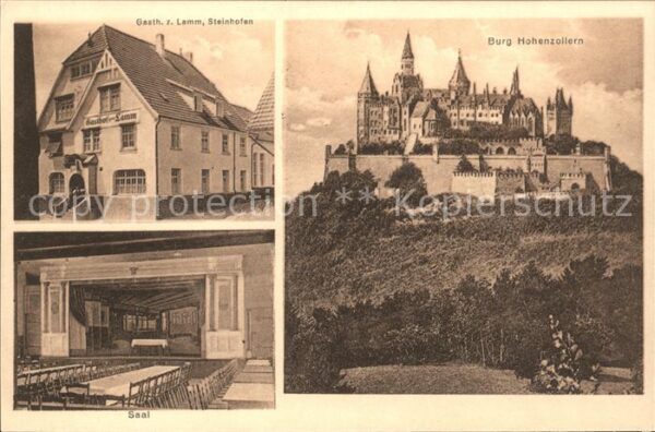 Steinhofen Gasth. z. Lamm Burg Hohenzollern Saal