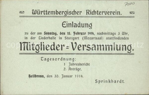 Heilbronn Neckar Wuerttembergischer Richterverein Einladung