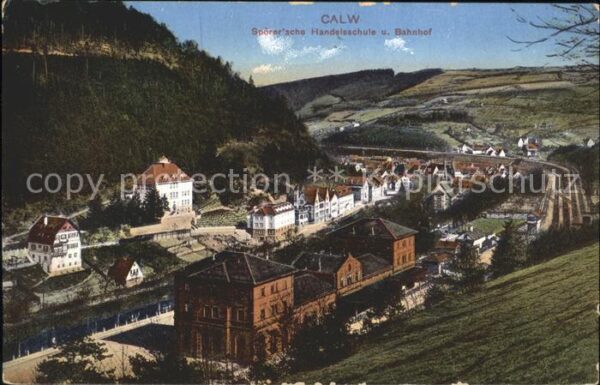 Calw Spoerer'sche Handelsschule u. Bahnhof