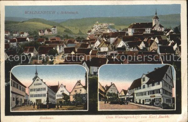 Waldenbuch Rathaus Gem. Warengeschaeft Karl Ruckh.