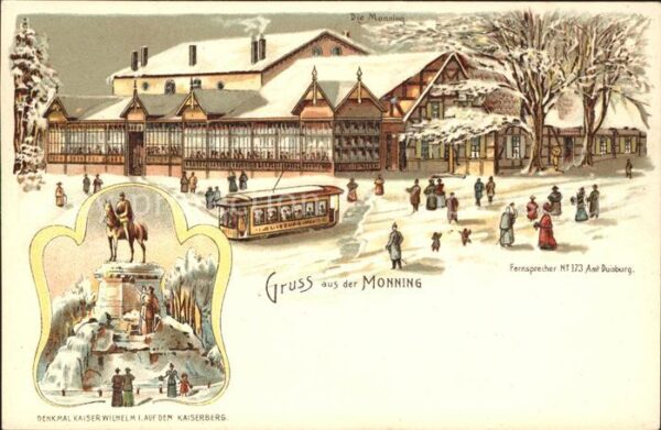 Duisburg Ruhr Gasthaus Monning Kaiser Wilhelm I. Denkmal Kaiserberg Strassenbahn