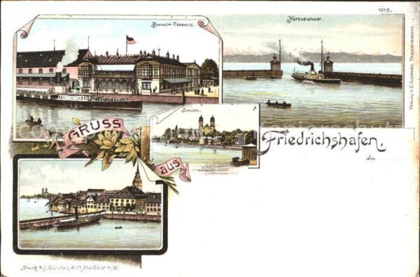 Friedrichshafen Bodensee Hafenenfahrt Bahnhof Terrasse Schloss