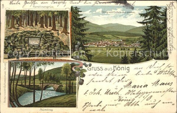 Bad Koenig Odenwald Muemling Koenig vom Eichels aus gesehen Karolinengruen