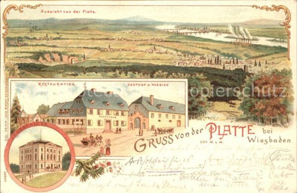 Wiesbaden Platte Aussicht von der Platte Restauration Gasthof Forsthaus Jagdschl