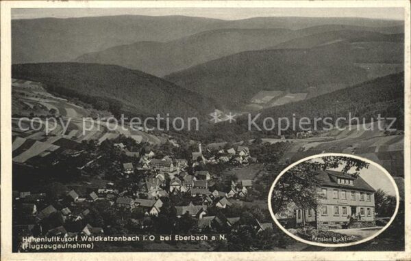 Waldkatzenbach Fliegeraufnahme Pension Backfisch