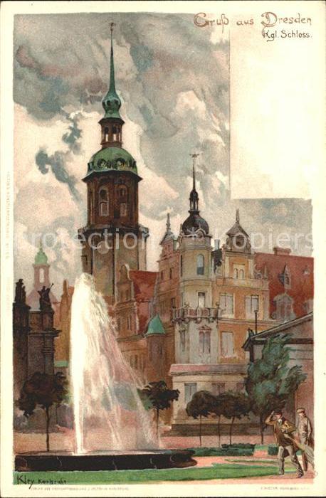 Dresden Koenigliches Schloss Kuenstlerkarte Kley