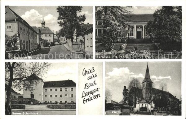 Bad Langenbruecken Bad Schoenborn Schulhaus Kirche Partie beim Rathaus Terrasse