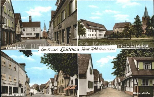 Lichtenau Baden Rathaus Kirche Schulhaus Hoerrerstrasse Hauptstrasse