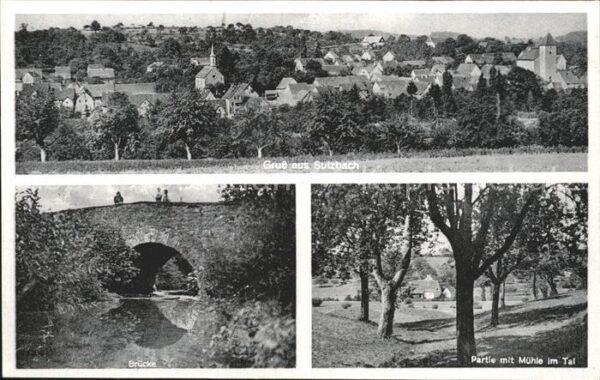 Sulzbach-Laufen Bruecke Partie mit Muehle im Tal