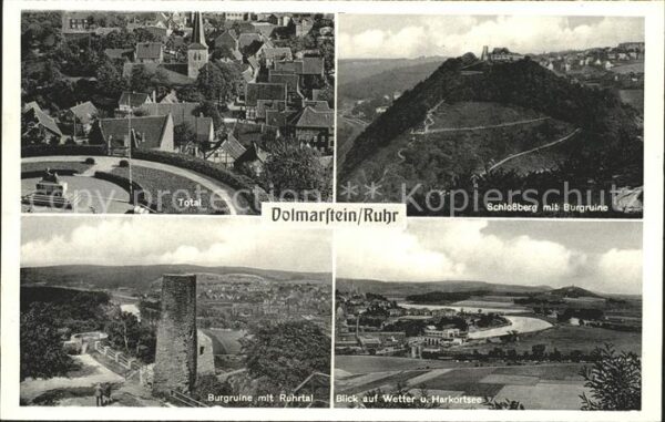 Volmarstein Schlossberg mit Bergruine Blick auf Wetter Harkorsee Ruhrtal