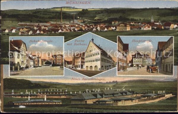 Muensingen Bahnhofstrasse Hauptstrasse Rathaus Neues Barackenlager