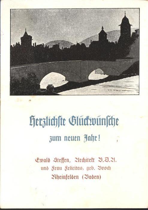 Rheinfelden Baden Neujahr Glueckwunsch Bruecke