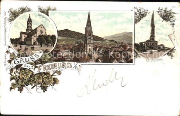 Freiburg Breisgau Christuskirche Ludwigskirche Litho