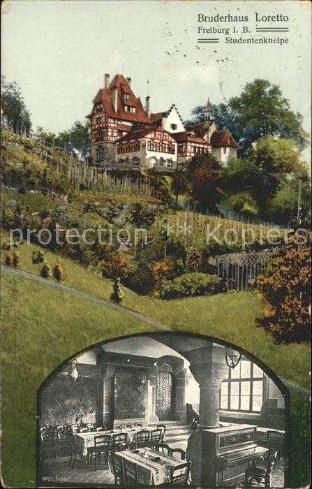 Freiburg Breisgau Bruderhaus Loretto Studentenkneipe Litho