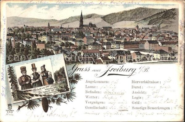 Freiburg Breisgau Trachten Litho