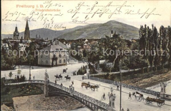 Freiburg Breisgau Friedrichsbuecke Litho