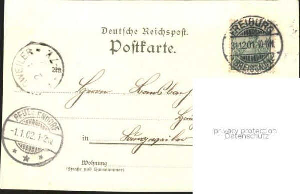 Freiburg Breisgau Guntersthal Waldsee Schwabentor Litho Glueckwunsch Neuen Jahr – Bild 2