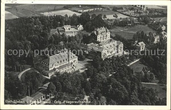 Bad Steben Fliegeraufnahme Staatl. Kurhaus Kur- u. Schlosshotel