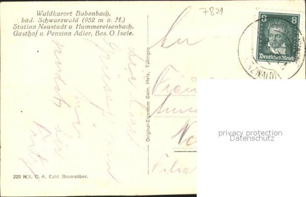 Neustadt Titisee Waldkurort Bubenbach Gasthof-Pension Adler Station Hammereisenb – Bild 2