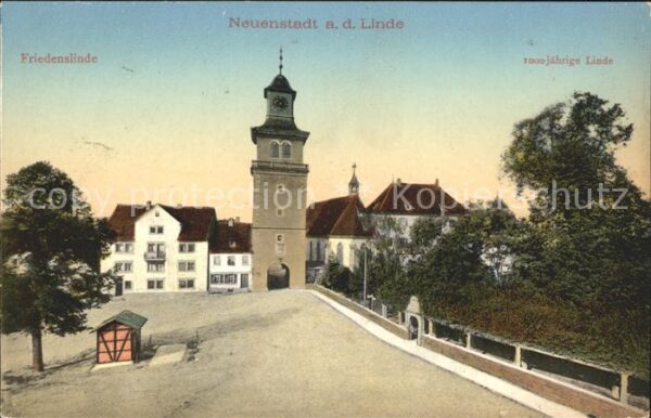 Neuenstadt Kocher Friedenslinde 1000 jaehrige Linde Litho