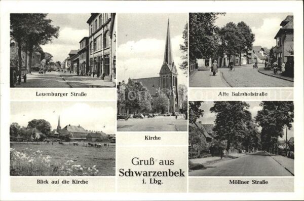 Schwarzenbek Alte Bahnhofstrasse Lauenburger Strasse Moellner Strasse Blick Kirc