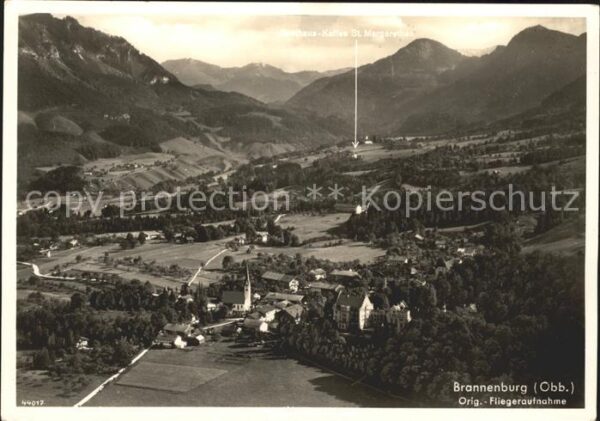 Brannenburg Fliegeraufnahme Gasthaus u Kaffe St. Margarethen