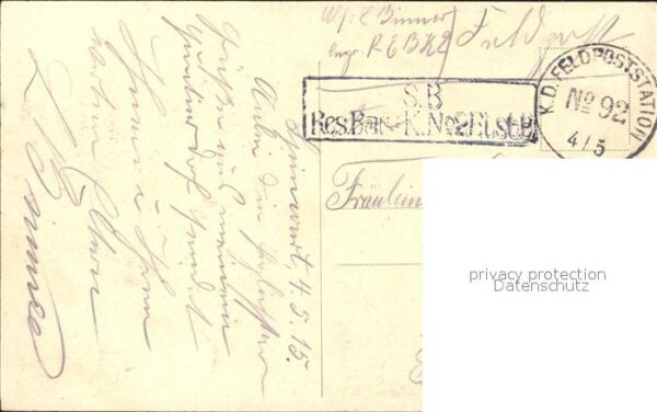 Feldpost-Stempel WK1 92 Frankreich – Bild 2