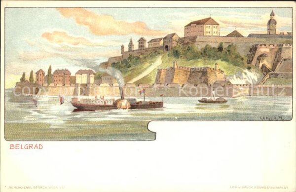 Belgrad Serbien Geiger Kuenstler Litho