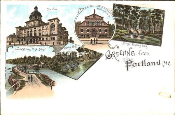 Portland Maine City Hall Public Library Bridge Deering Park Natural Bridge