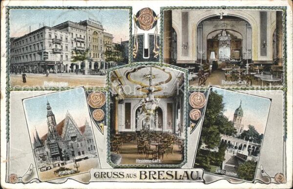 Breslau Niederschlesien Residenz-Cafe Rathaus Hotel Liebichshoehe