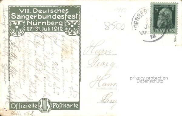 Nuernberg 8. Deutsches Saengerbundesfest Kuenstler Kroeger – Bild 2