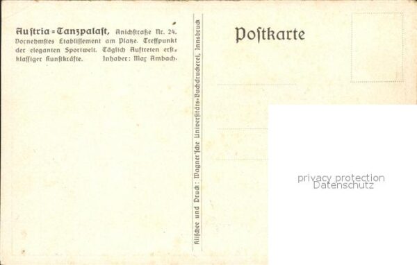 Innsbruck Austria-Tanzpalast Kuenstlerkarte E. Dosenberger – Bild 2