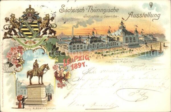 Leipzig Saechsisch-Thueringische Jndustrie- u. Gewerbe- Ausstellung Reiterstandb