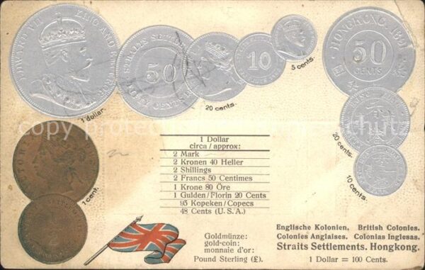Hong Kong Englische Kolonien Straits Settlements Goldmuenze