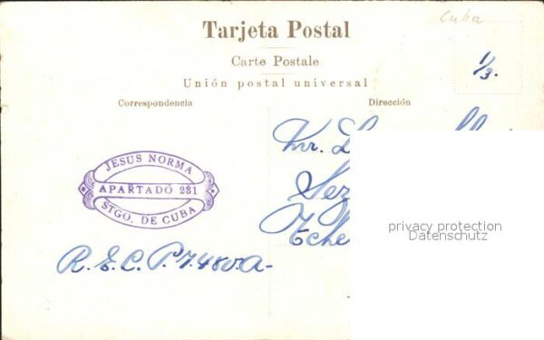 Santiago de Cuba Iglesia de San Francisco Tranvia Stempel auf AK – Bild 2