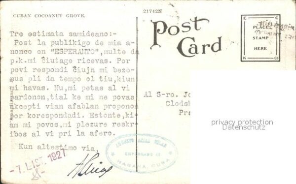 Cuba Cuba Cuban Coconut Grove Stempel auf AK – Bild 2