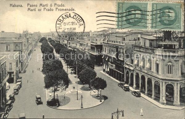 Habana Havana Paseo Marti o Prado Stempel auf AK