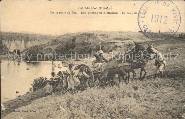 Fes Fez Maroc Sur la route de Fez Collection Le Maroc Illustre Pferdefuhrwerk