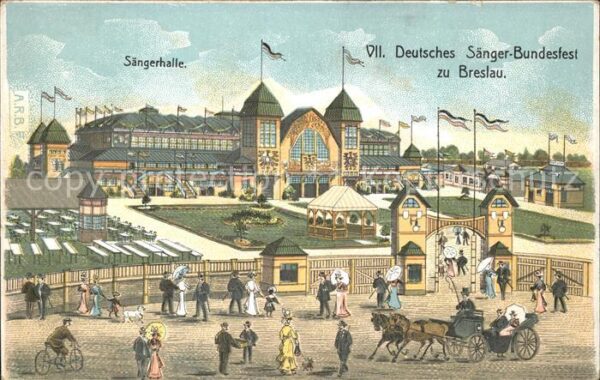 Breslau Niederschlesien Saengerhalle VII Deutsches Saenger Bundesfest 1907 Pferd