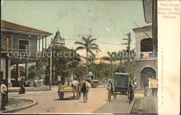 Panama City Panama Main Street showing Sta Anna Church
